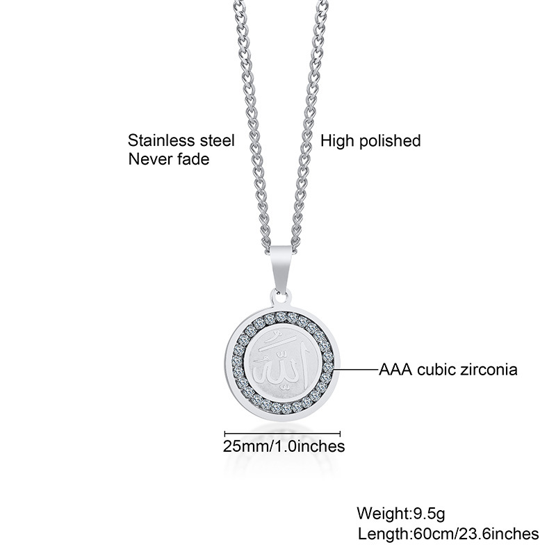 Round Steel Color Pendant + Chain 60CM