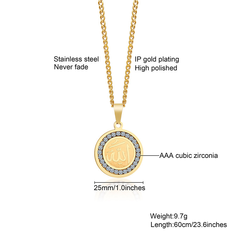 Round Gold Pendant + Chain 60CM