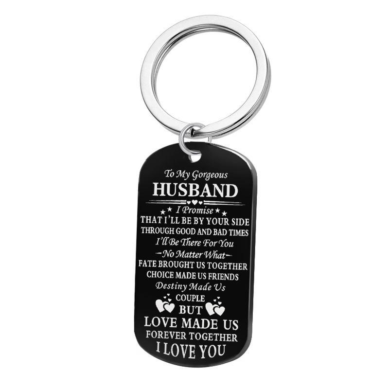 Black Keychain HUSBAND 28MM