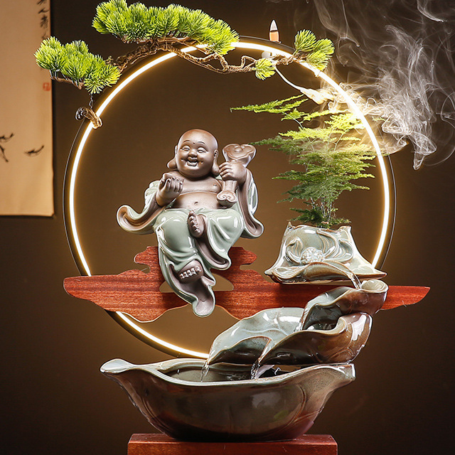 5:Lotus rhyme lamp circle water flow device [ruyi Maitreya] 56*23*66cm