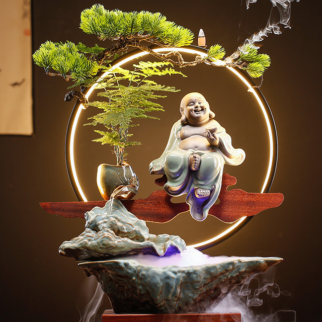 4:Auspicious Cloud Lamp Circle Flow Device [Lucky Maitreya]   Atomizer   Green Plants   Incense 50*18*56cm