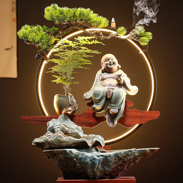 3:Auspicious Cloud Lamp Circle Flow Device [Lucky Maitreya] 50*18*56cm