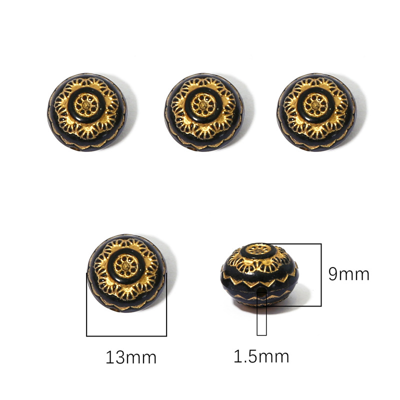 4:13mm black round flower 30pcs/pack