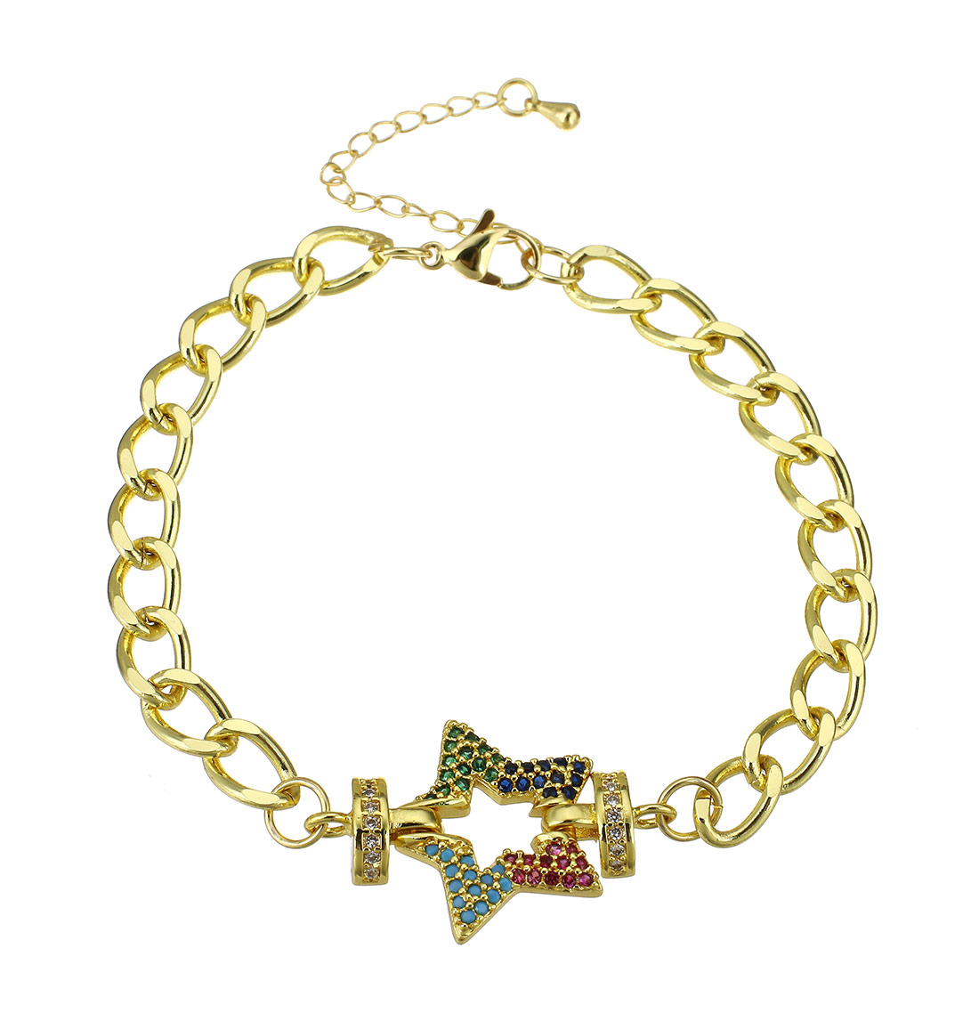 gold color plated with colorful cubic zirconia