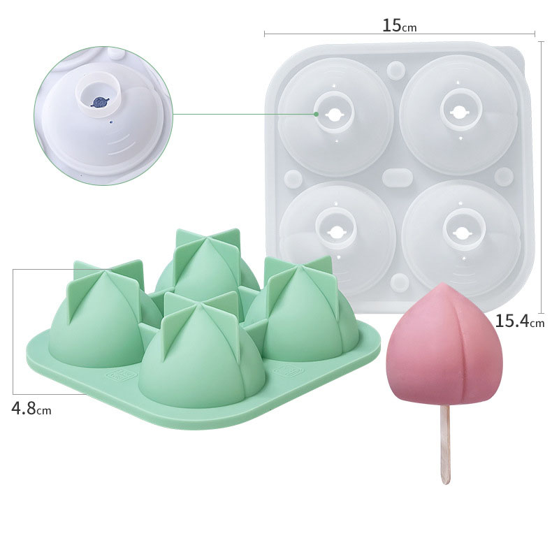 4 Peach Ice Molds - Green