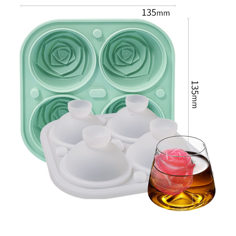 4 even rose ice mold - green