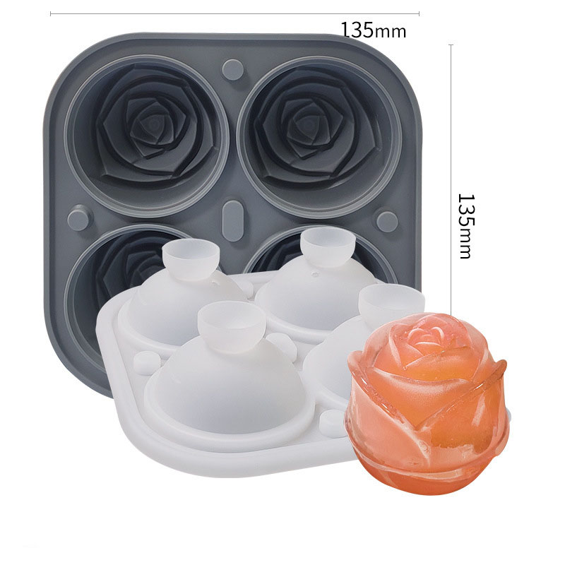 4 with Rose Ice Mould - Grey