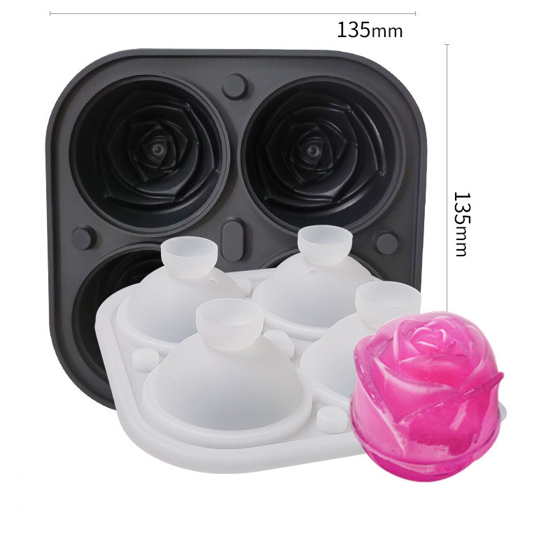 4 even rose ice mold - black