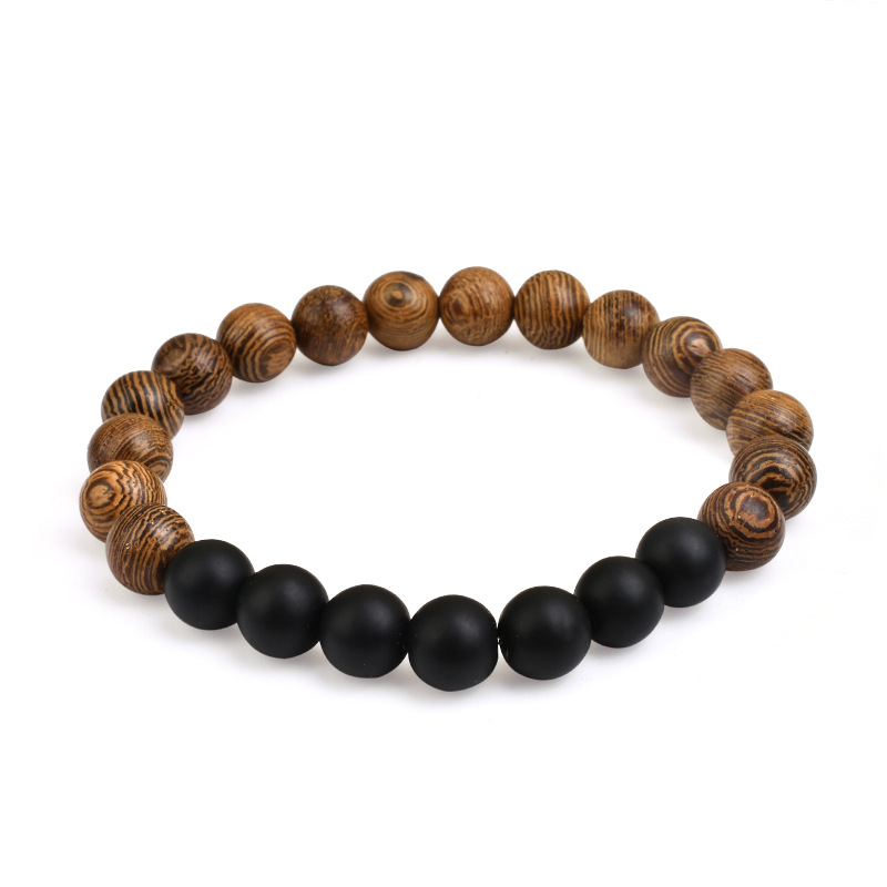 Frosted stone + wooden beads 2