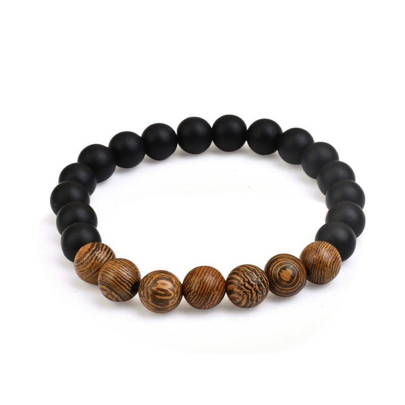 Frosted stone + wooden beads 1