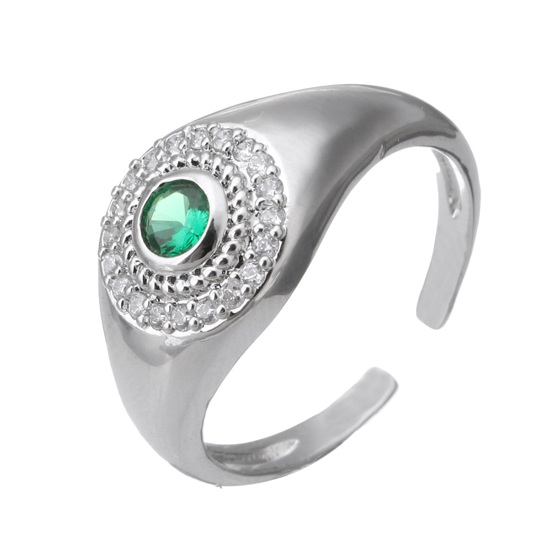  platinum color plated with green CZ