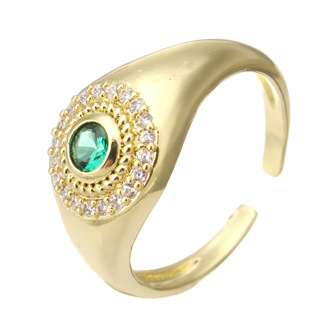 2:color oro plateado con verde CZ