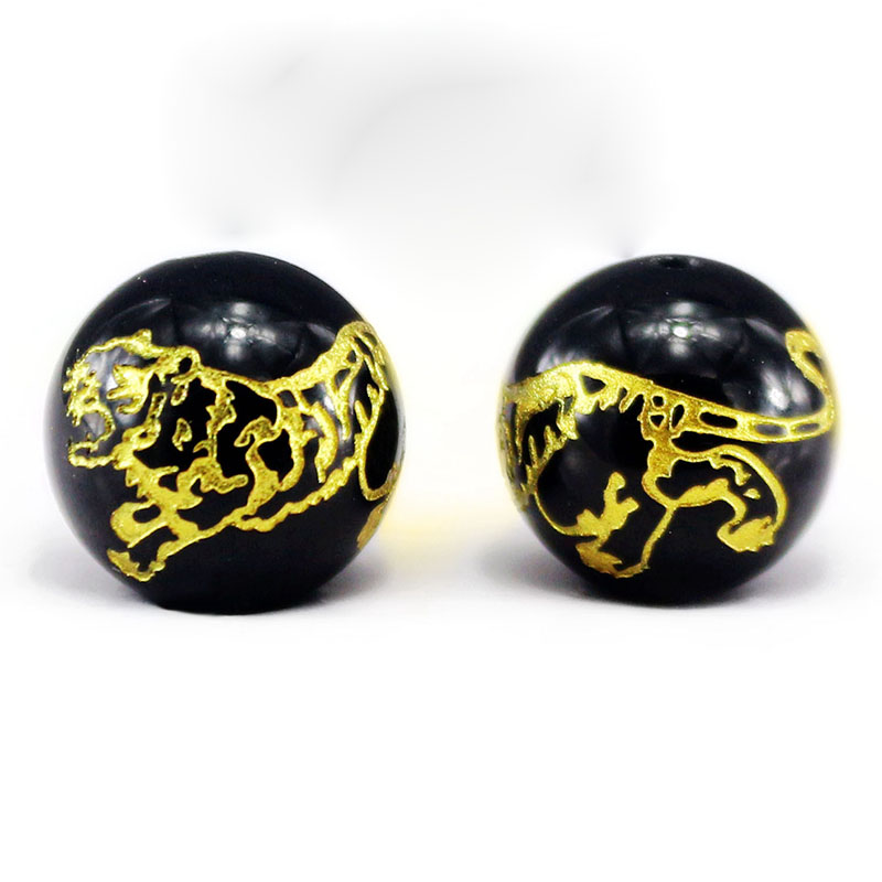 8:Natural black agate - White tiger