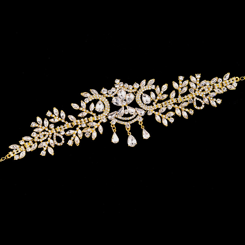 2:gold color plated with clear rhinestone