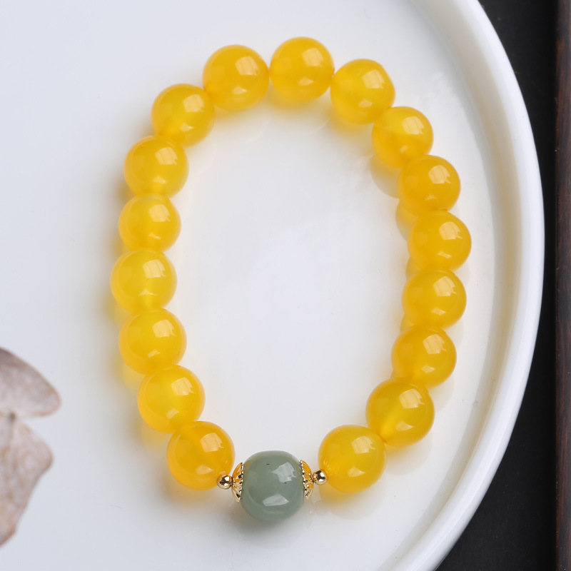 Yellow agate clip Hetian jade