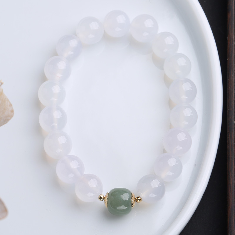 White agate clip Hetian jade