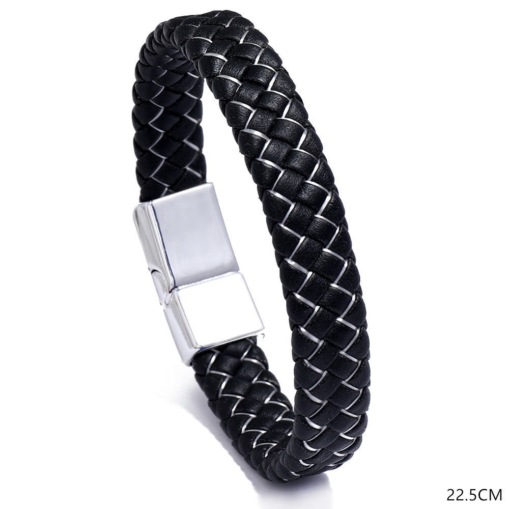 Black and white + steel buckle 22.5cm