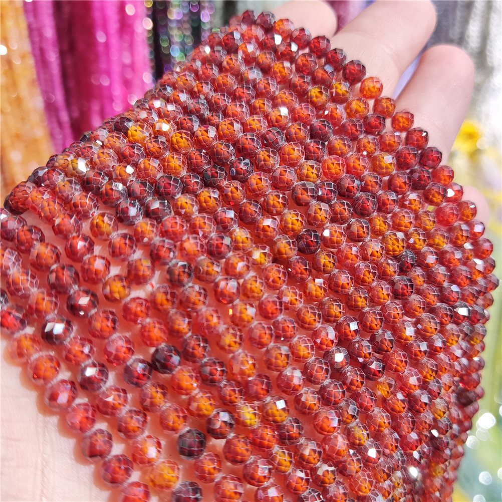 4mm orange red zircon