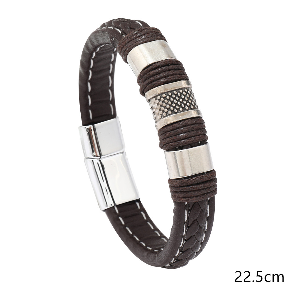 Brown skin + steel buckle 22.5cm