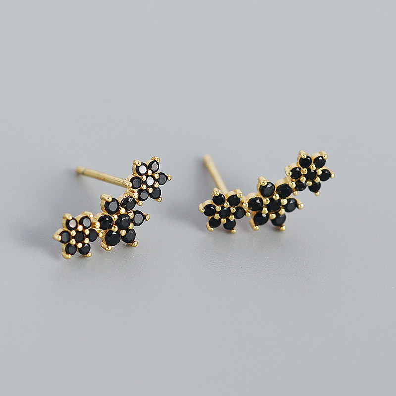 gold color plated with black rhinestone