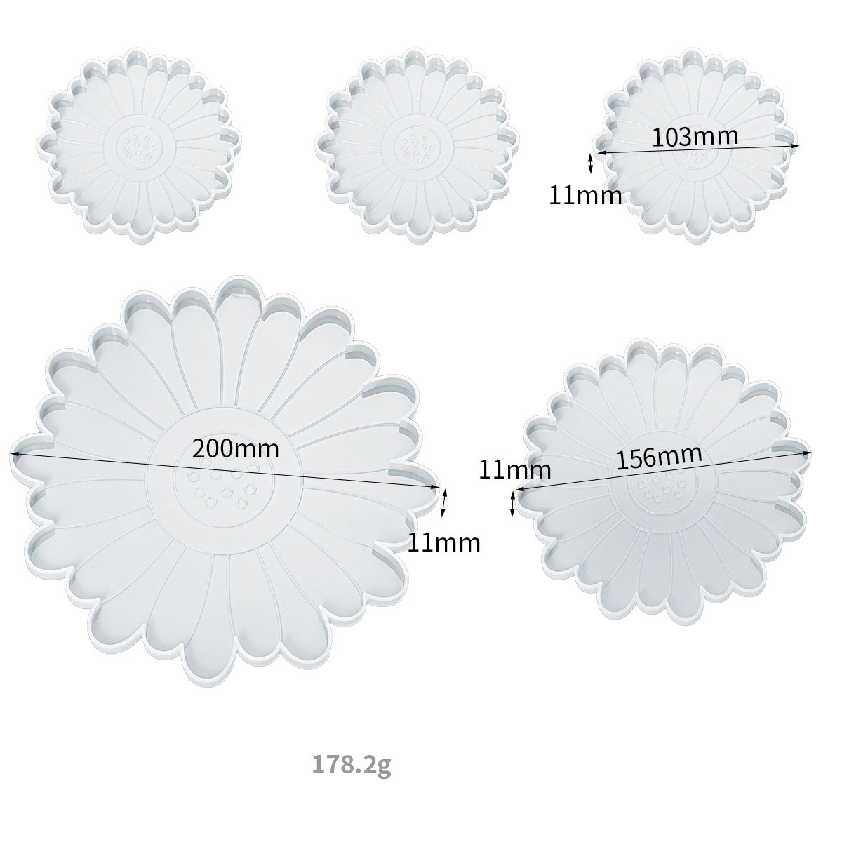 A complete set of daisy coasters (1 large + 1 medi