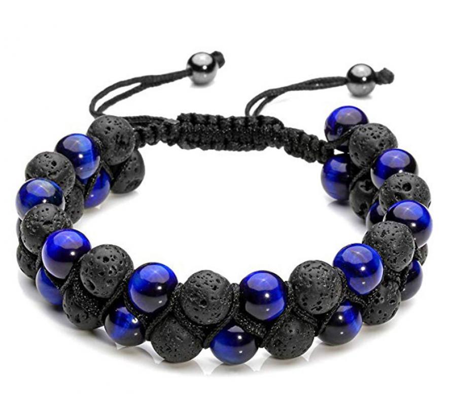 06-lapis lazuli + volcanic stone bracelet