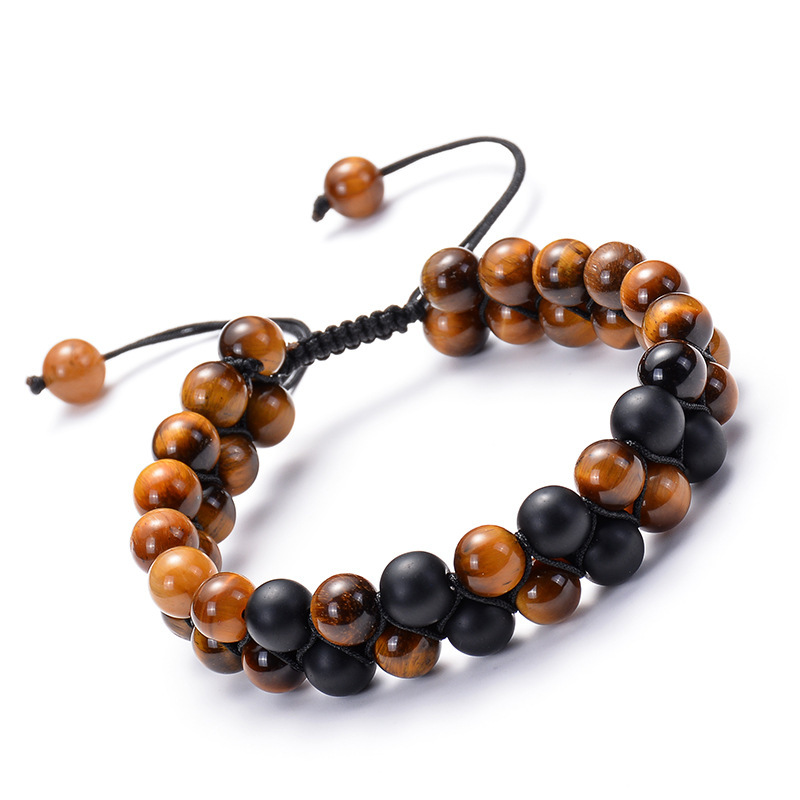 09-Yellow Tiger Eye + Frosted Stone Bracelet