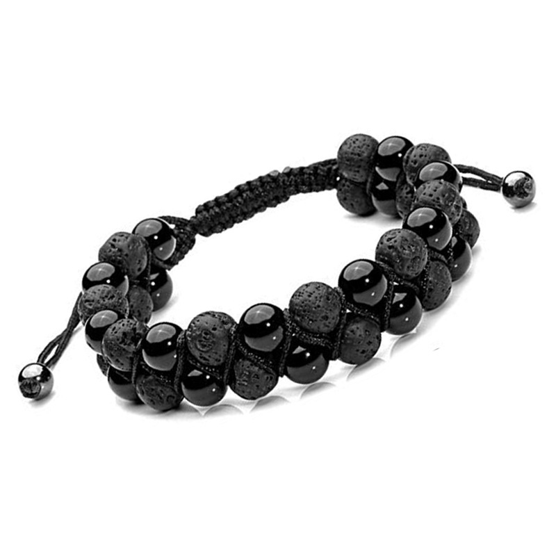 05-Black Onyx + Volcanic Stone Bracelet