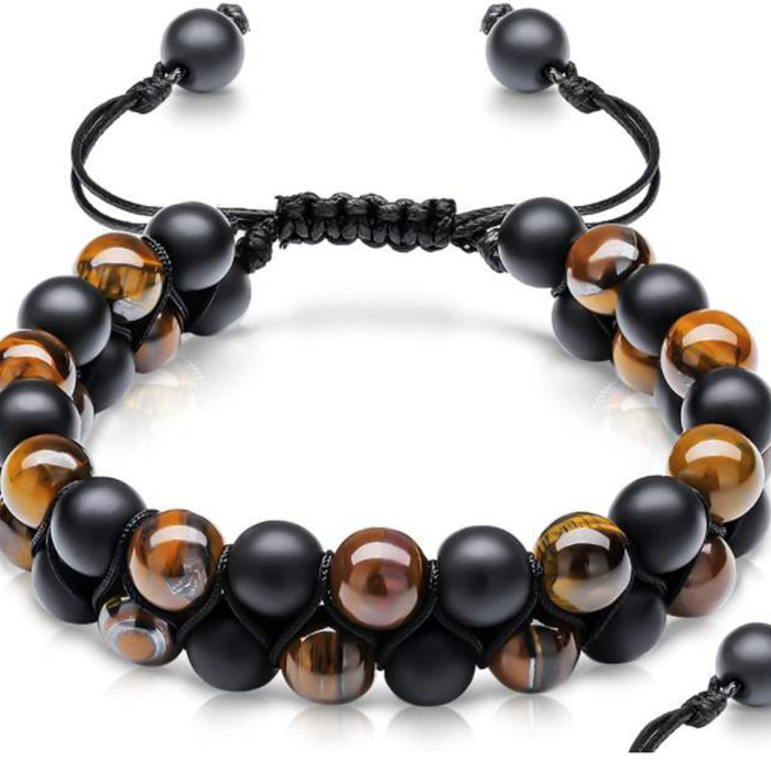 Tiger Eye + Frosted Black Onyx