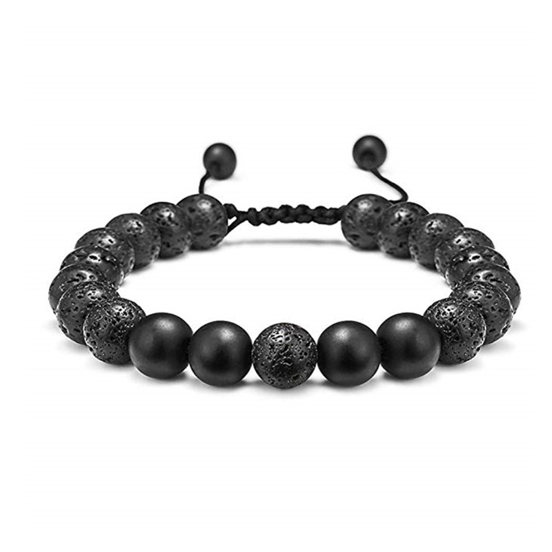 Frosted beads + volcanic stone