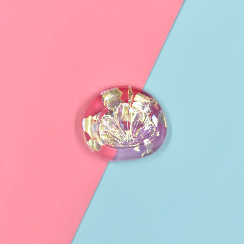 Fan-shaped model (pink + rose), 20x17mm