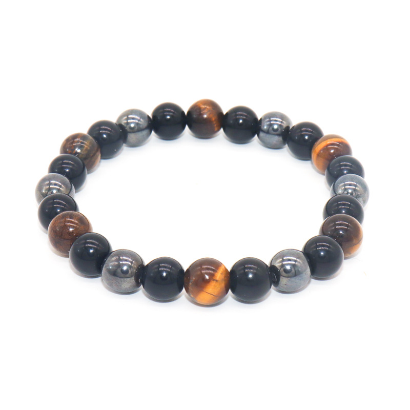 8mm tiger's eye + black magnet + black glass beads