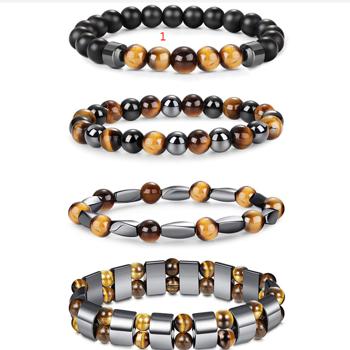 Frosted black + tiger eye stone