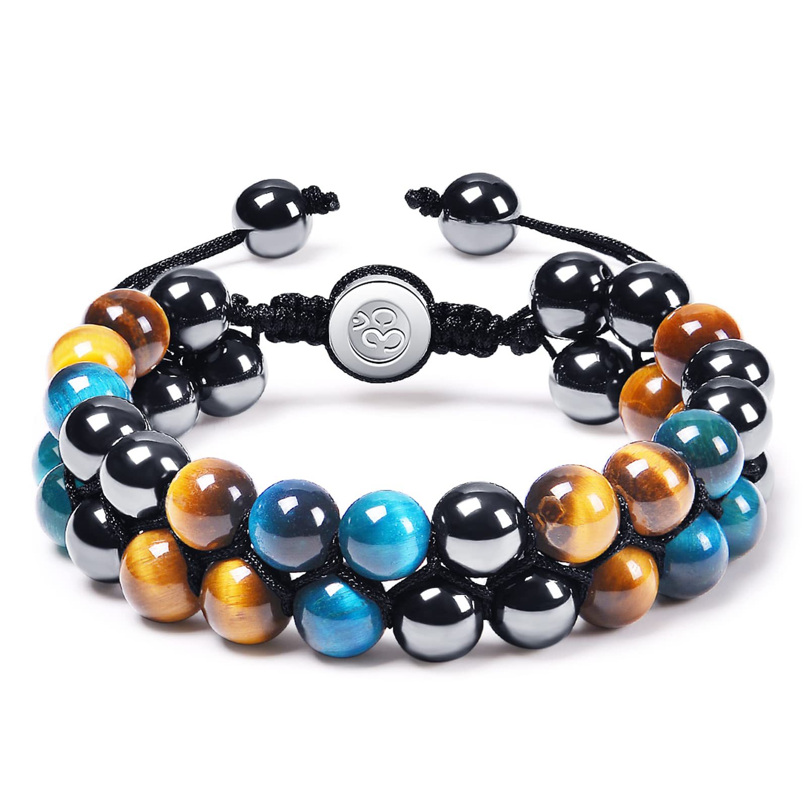 8MM Blue Tiger Eye Double Layer Bracelet