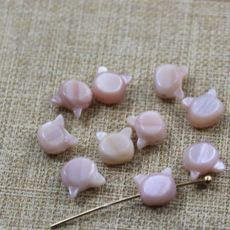 Pink shell 8*10mm large cat head horizontal hole