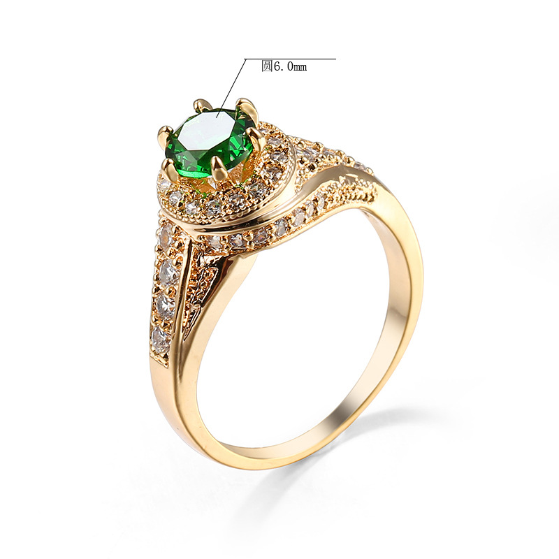 gold color plated  emerald #6 couleur plaqué or