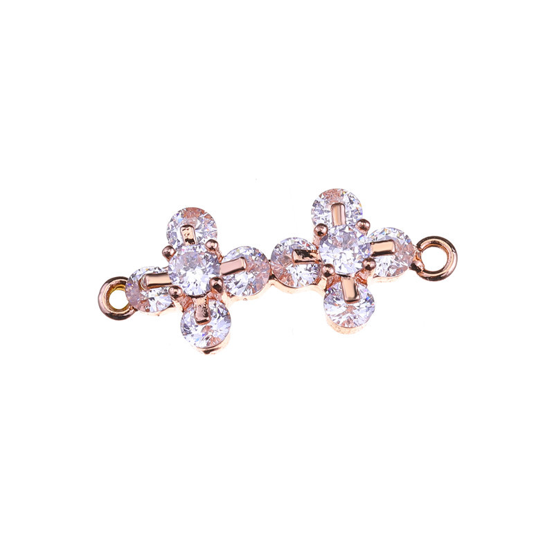 rose gold two flowers  24.7x10x4.6mm