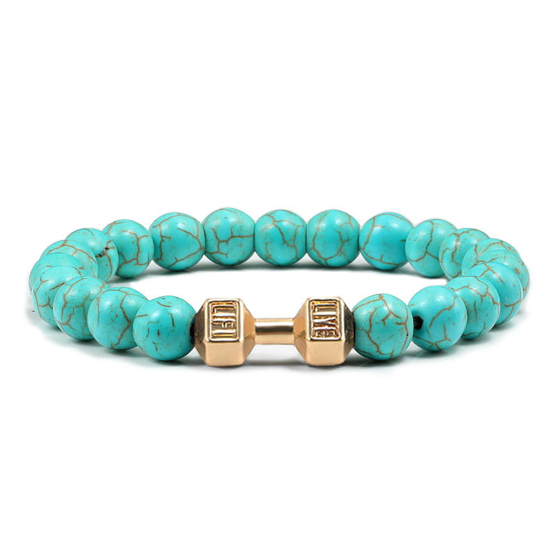 Light Blue Turquoise Gold Dumbbells