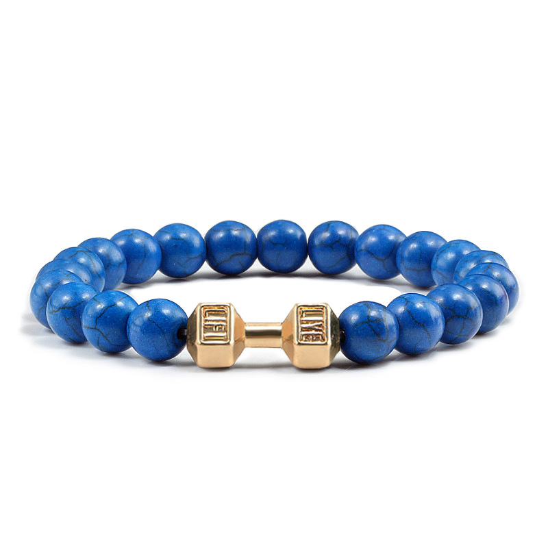 Blue turquoise Gold Dumbbells