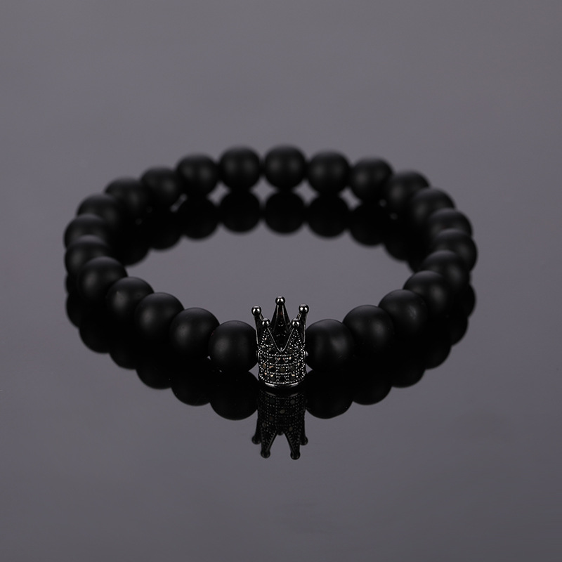 5:Large Black Crown Frosted Black Bracelet