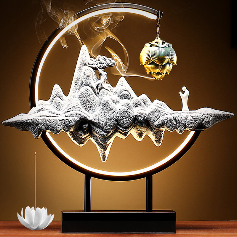 Mountain Water Moon Backflow Incense Lamp Circle O