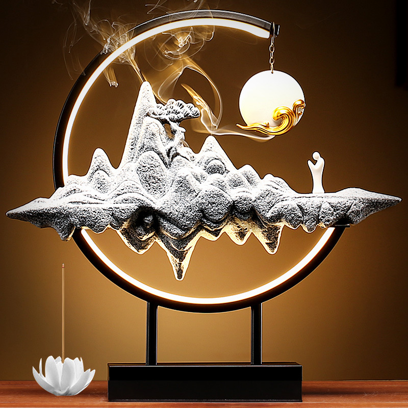 Mountain Water Moon Backflow Incense Lamp Circle O