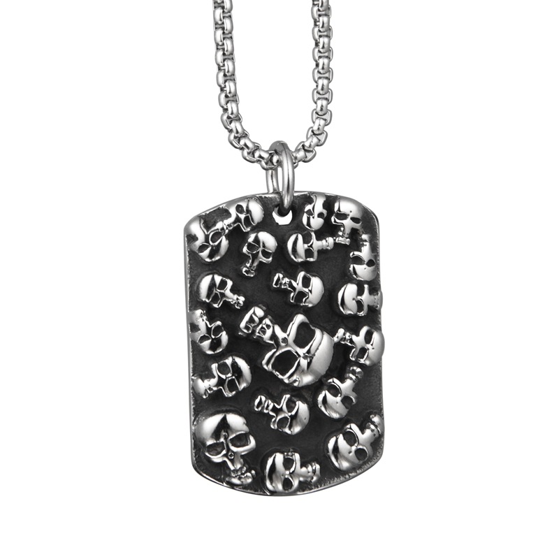 Without chain Multi-Skull Square Silver