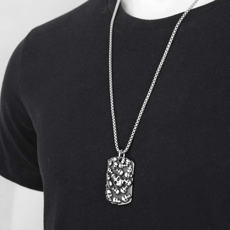 Multi-Skull Square Silver with Corn Chain Silver 3