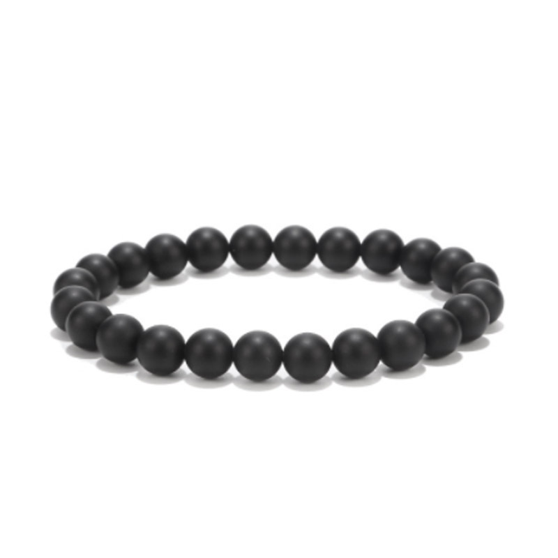 8MM black frosted bracelet 19cm