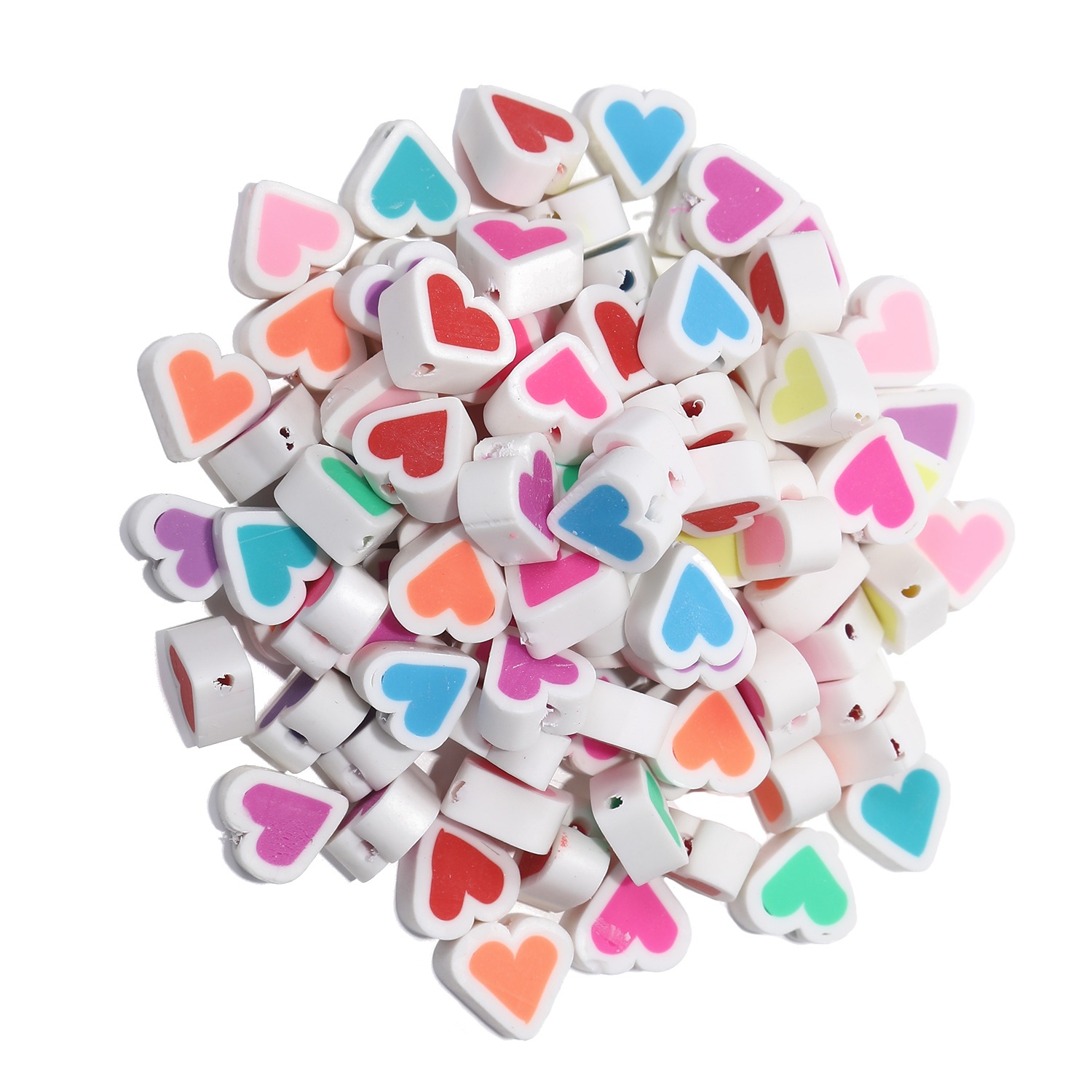 20:100 white two-color peach hearts K557