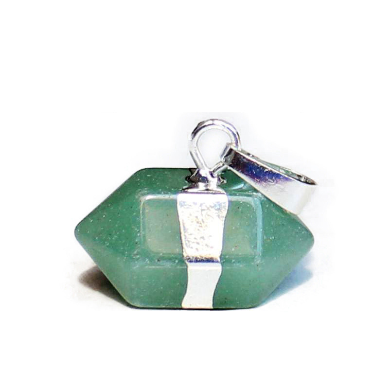 Silver hanging head green aventurine