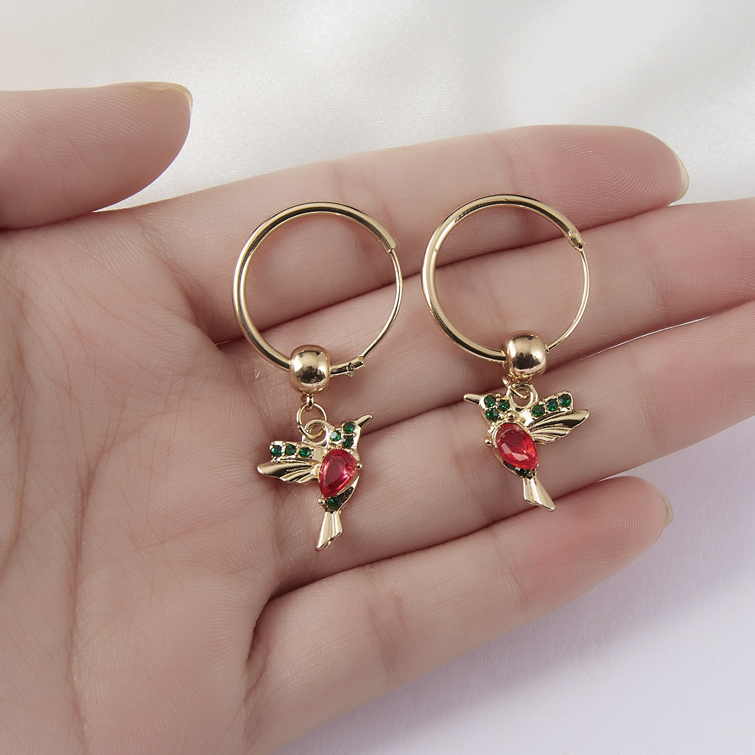 Red hummingbird earrings