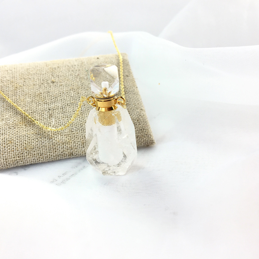 8:White crystal perfume bottle   chain