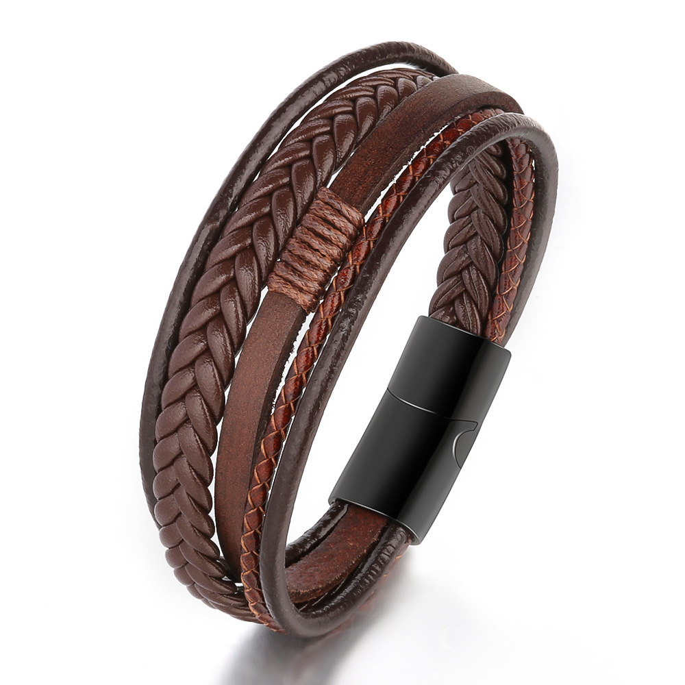 Brown leather black buckle